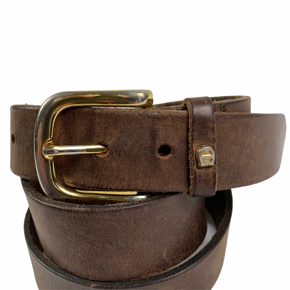 Etienne Aigner Brown Leather Basic Casual Belt 36 - Picture 5 of 6